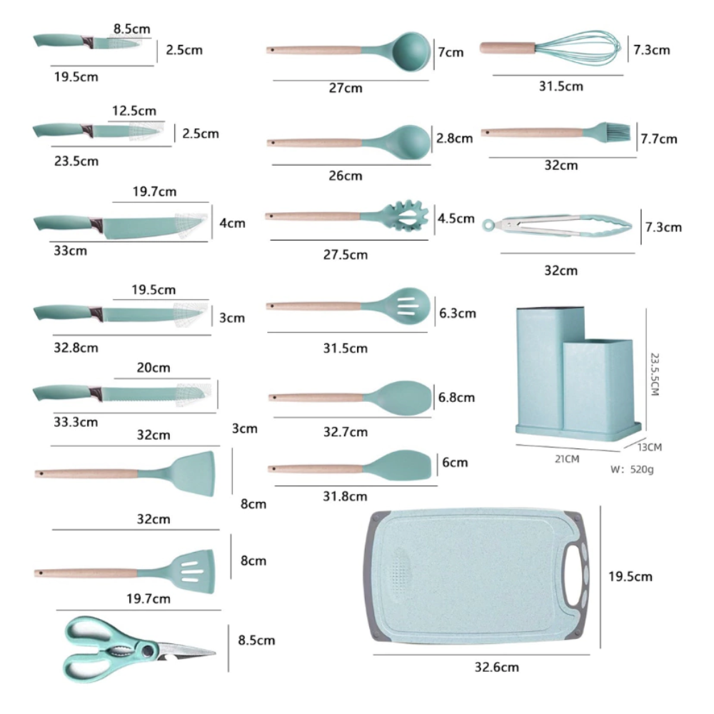 Set Utensilios Cocina En Silicona 19pcs