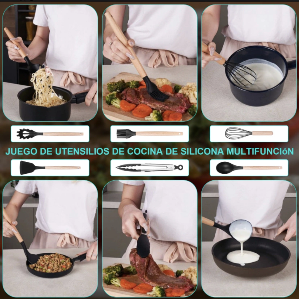 Set Utensilios Cocina En Silicona 19pcs