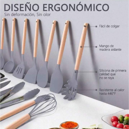 Set Utensilios Cocina En Silicona 19pcs